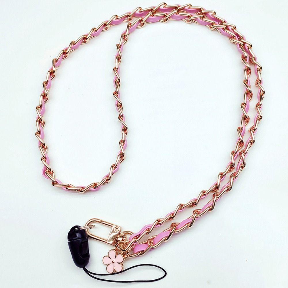 PU Leather Mobile Phone Strap Metal Cellphone Lanyard Metal Leather Chain for Phone Hanging