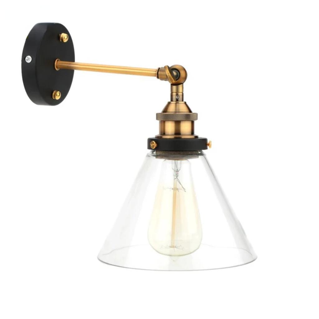 Ny Stilig Retro Vintage Industriell Loft Vegglampe med Klar Glasskjerm og Metall Trekant Ovalt Design - Vintage Industriell