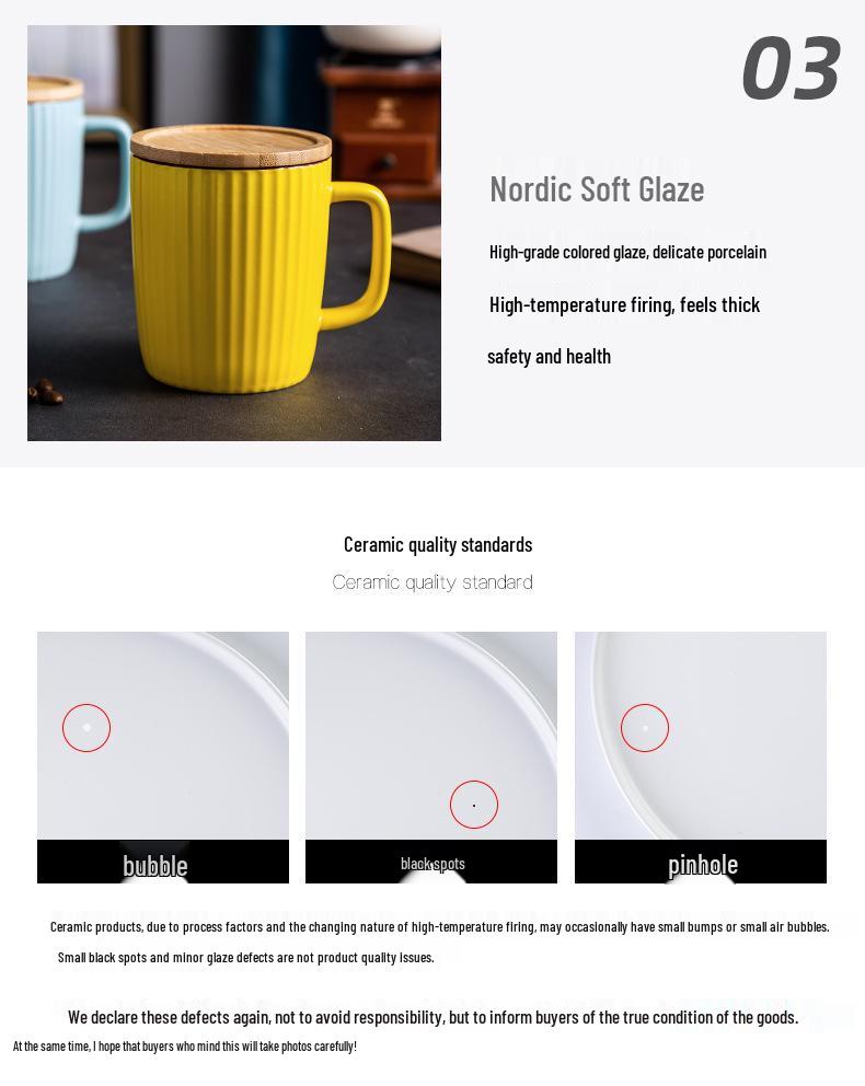 Nordic Ceramic Mug with Lid - Large Capacity Creative Tea Cup