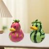 Fruit Duck Figurine Watermelon Dragon Fruit Cartoon Duck Resin Animal Statue Sculpture Home Office Decoration Ornament