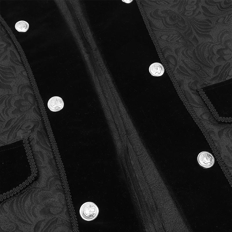 2025 European & American Men's Solid Color Steampunk Retro Coat with Stand Collar.