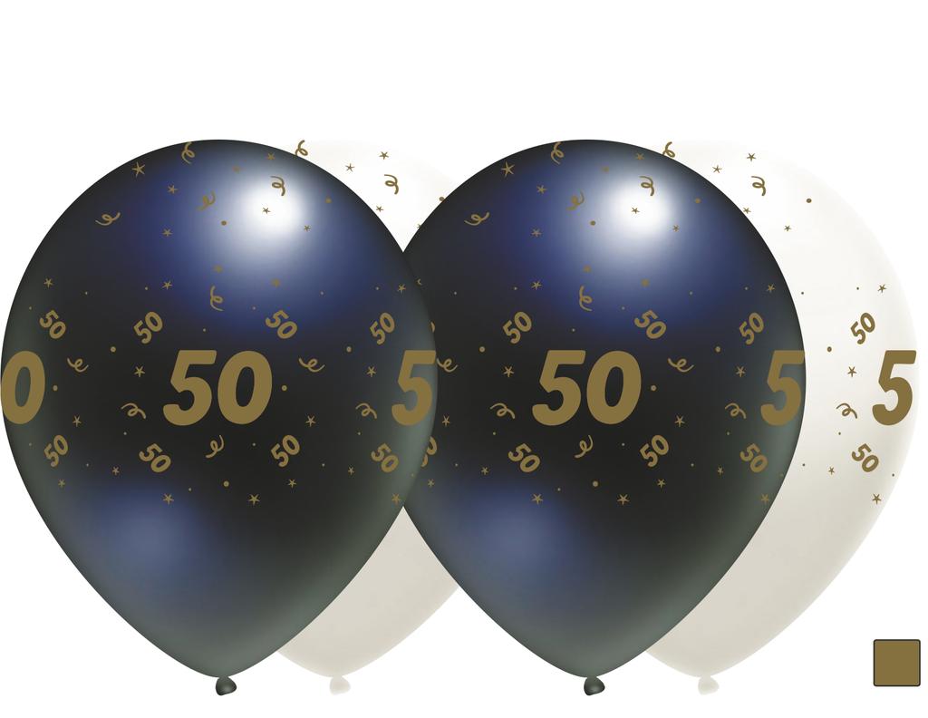 Balony Urodzinowe Białe, "50", 30Cm, 10 Szt.