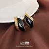 Elegant Gold-Plated Black Zircon Stud Earrings - Niche Design for a Luxurious Fashion Statement