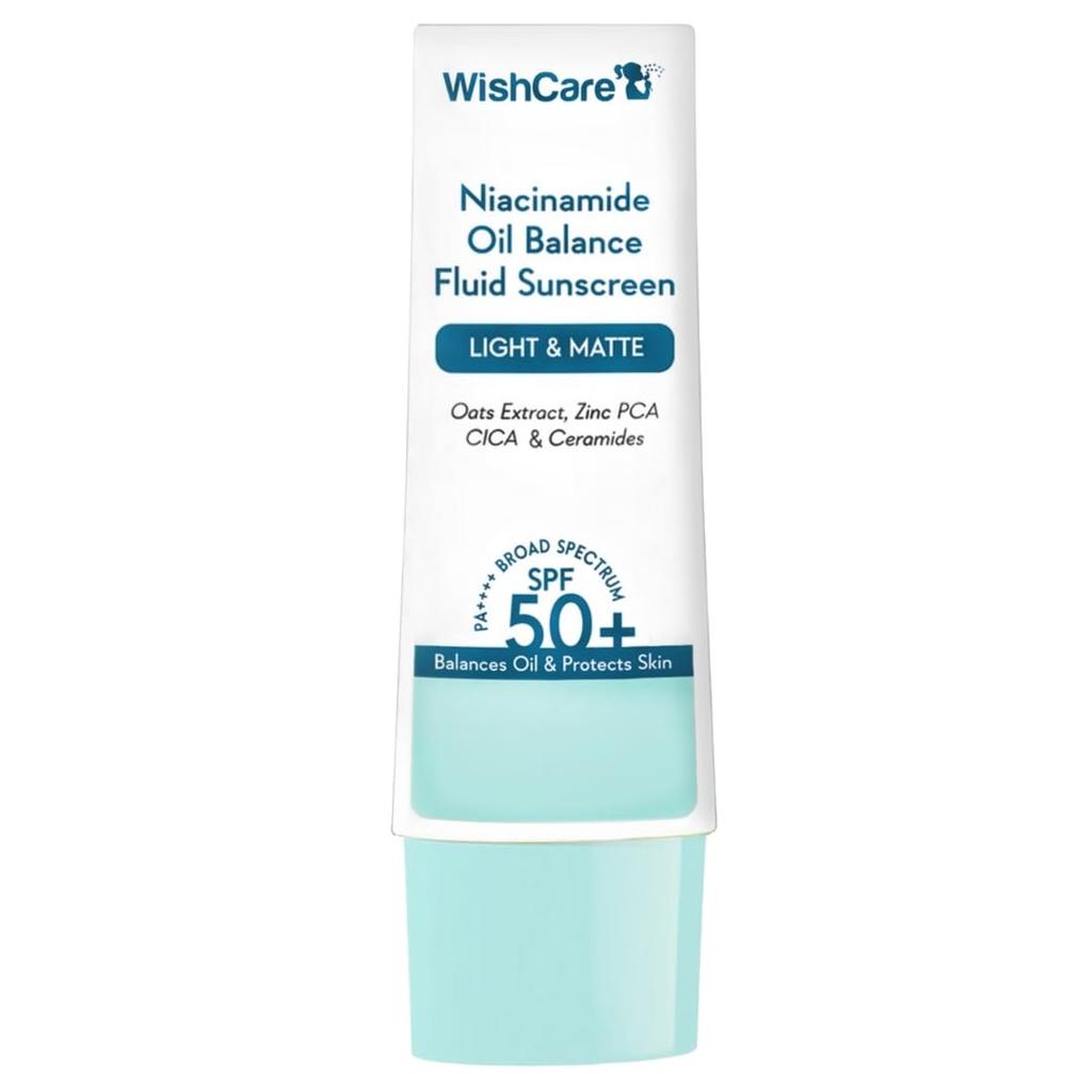 WishCare 50g Niacinamide Oil Balance Fluid Sunscreen SPF 50 PA++++ Matte Lightweight Face Protection