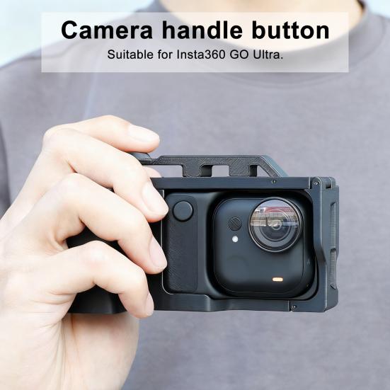 Action Camera Grip Holder for Insta360 Go Ultra Camera Cage Quick Release Mount Holder with Shutter Button Lanyard Action Camera Accessories
