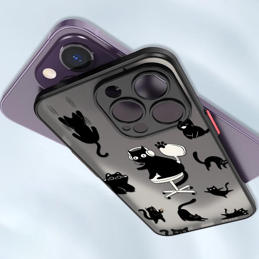 Case for iPhone 17 Pro Max 14 15 13 Mini 7 8 SE Air XS XR 16 Plus 12 11 Funda Back Phone Cover Cute Cartoon Cat