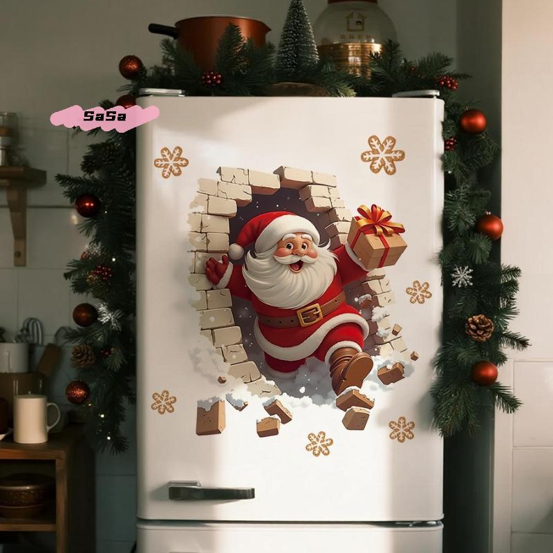 S-1Pc Santa Claus Wall Decal - Removable Christmas Sticker, Suitable For Living Room And Home Decor,Easy To Install Room Decor