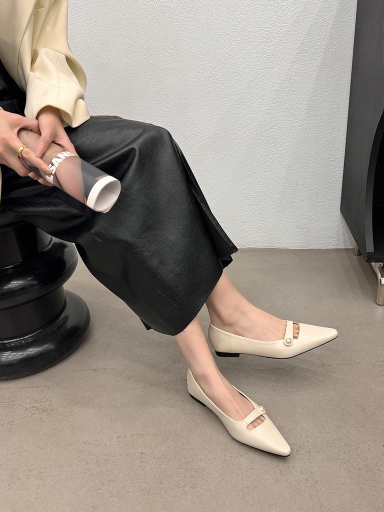 Fashion Pointed Toe Women Loafers 2024 New Arrivals Summer Dress Shoes Woman Low Heeled Black Beige Gold Silver Fashion Party Pumps Shoe