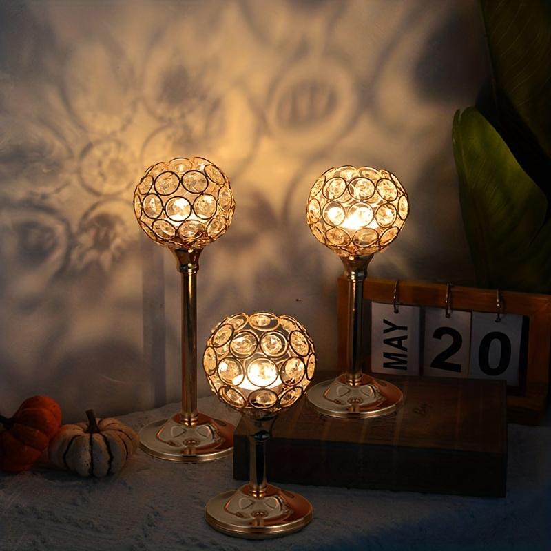 1PC Crystal Hotel Window Decorations Gold Metal Candle Holders Wedding Floral Arrangements Romantic European Home Wedding Props