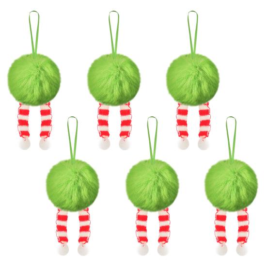 6Pcs Christmas Tree Pendant Striking Design Furry Christmas Furry Ball Decoration Hanging Ornament Seasonal Home Accents