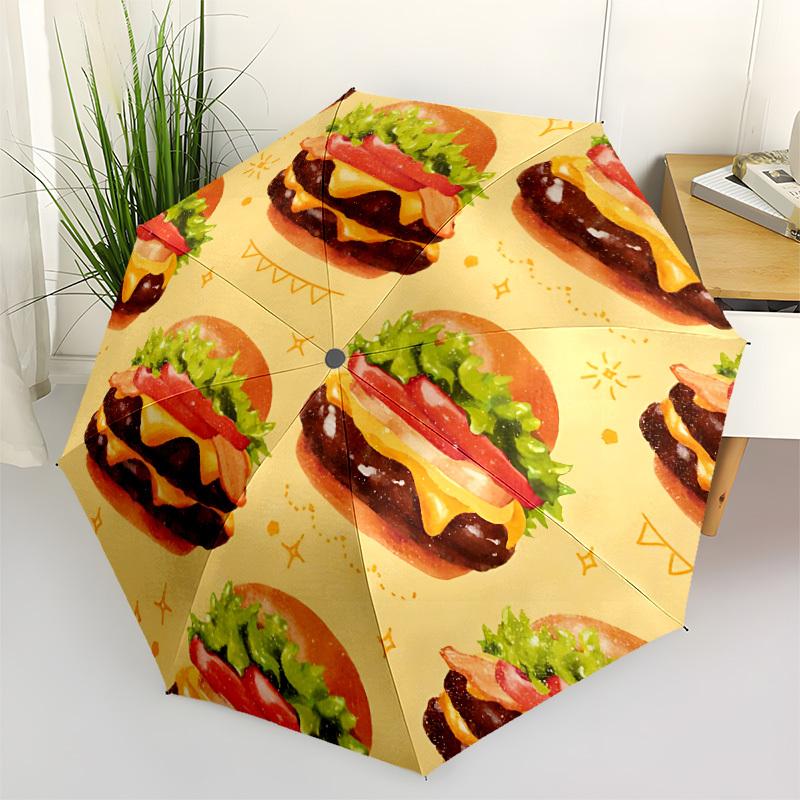 

1pc Burgers Automatic Open/close Folding Umbrella, Compact Portable Travel Umbrella, Durable Construction yy251230146