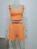 2025 Summer Women's Knitted Sleeveless Casual Solid Color Set