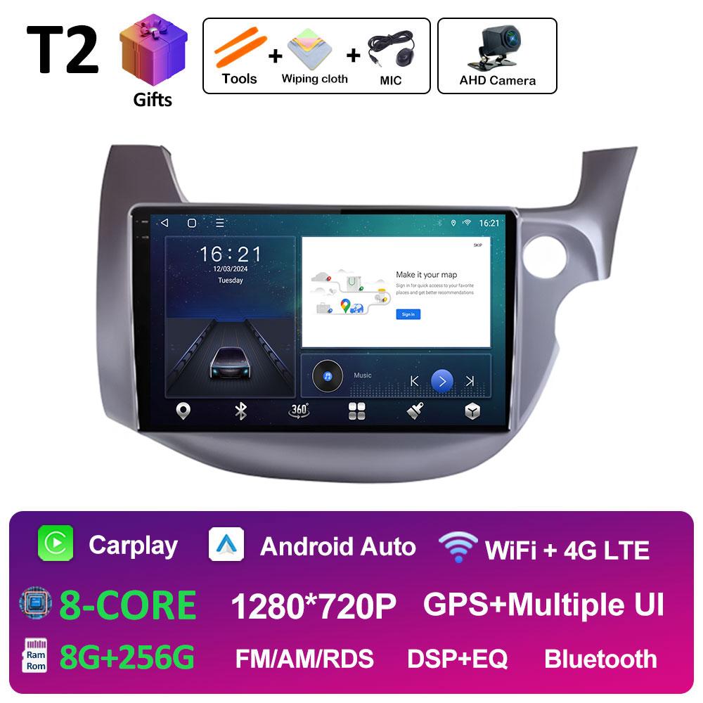 Android 14 DSP Stereo For HONDA FIT JAZZ 2007 2008 2009 2010 2011 - 2013 Right Hand Drive Wireless Carplay Cooling Fan Head Unit
