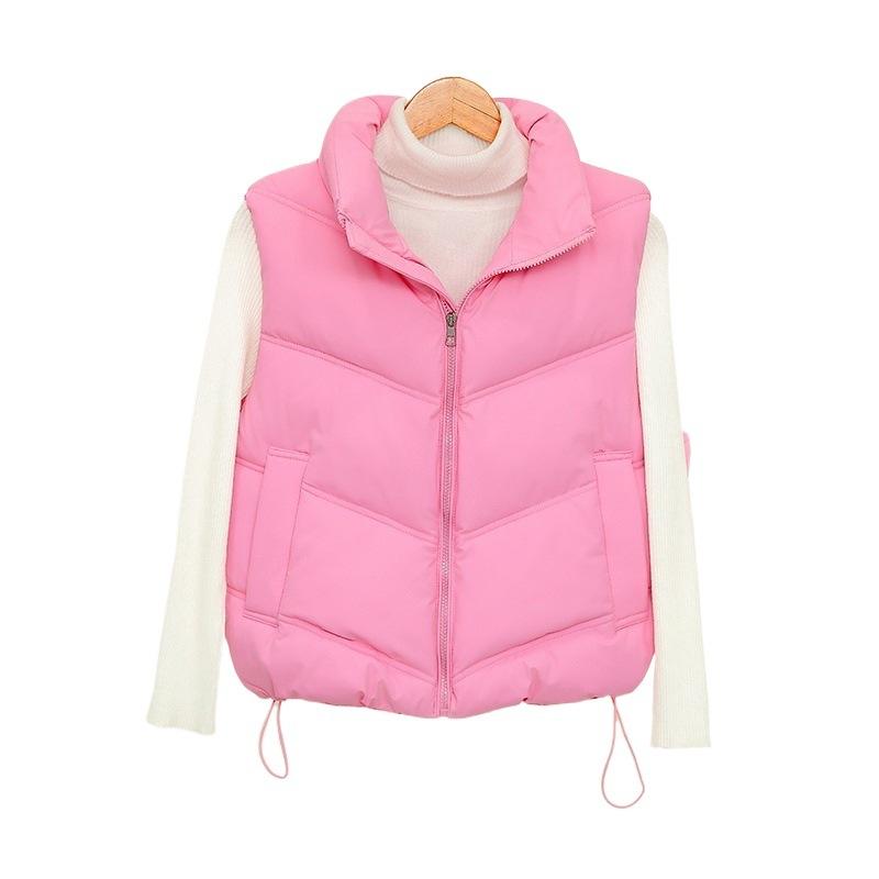 Women's Cotton Clothes Vest New Stand-up Collar Sleeveless Small Short Vest Pressed Rubber Vest