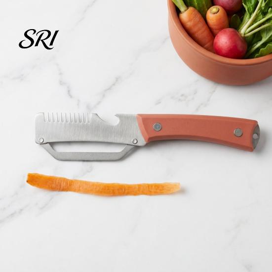 Stainless Steel Blade Peeler Vegetable with Handle, Multi-Function Fruit Potato Carrot And Peeler, 2-in-1 Bottle Opener, Ergonomic Rust-Proof