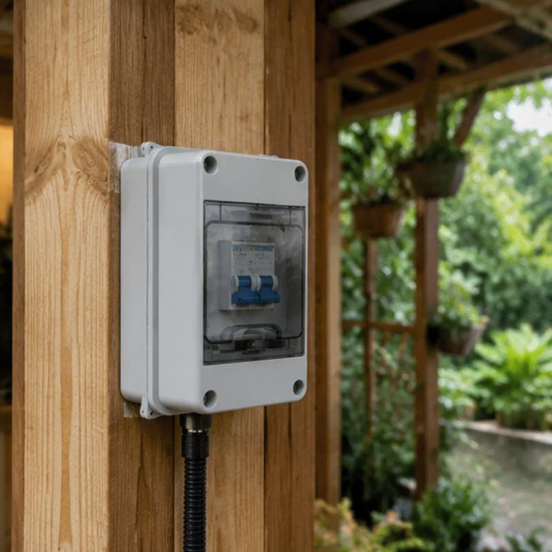 Wall Mount Electrical Distribution Box Outdoor ABS Housing with Clear Hinged Cover & Internal DIN Rail Layout