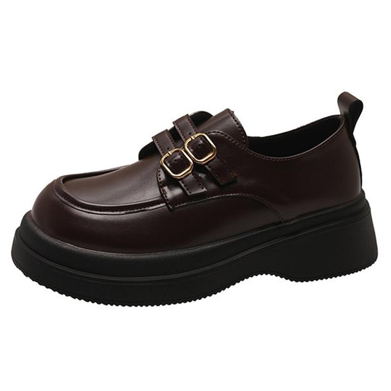 New Women's Flat Shoes Leather Casual Sneakers  Women's Lightweight Thick Base Mid Heel Pumps Women's Shoes