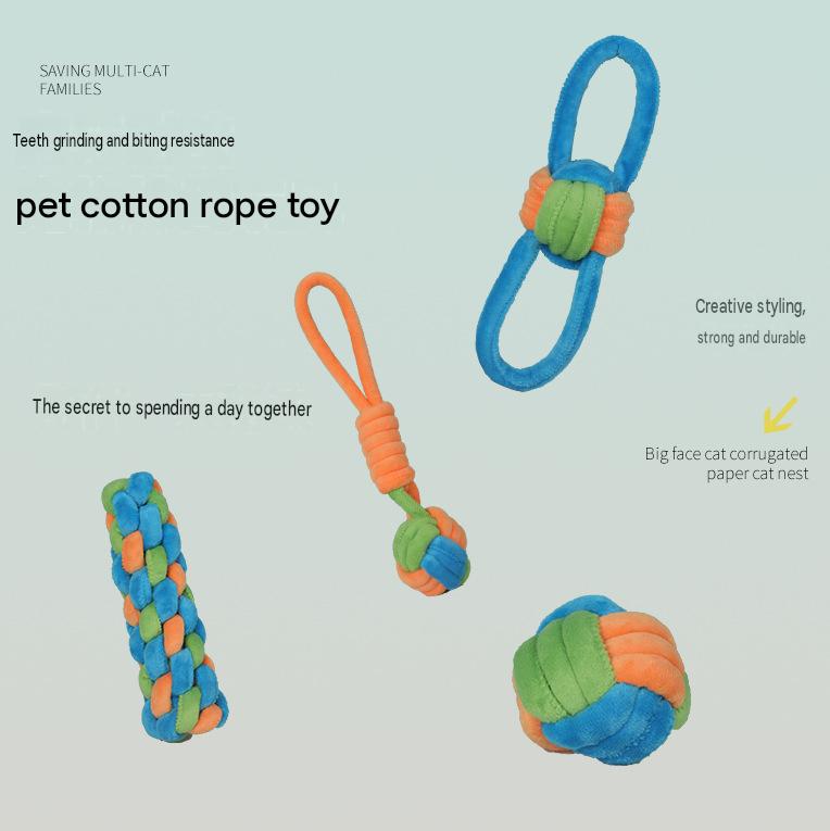 Pet Toy Cotton Rope Chew Toy Teeth Cleaning Durable Dog Toy Indestructible Interactive Toy Dog Knot Toy