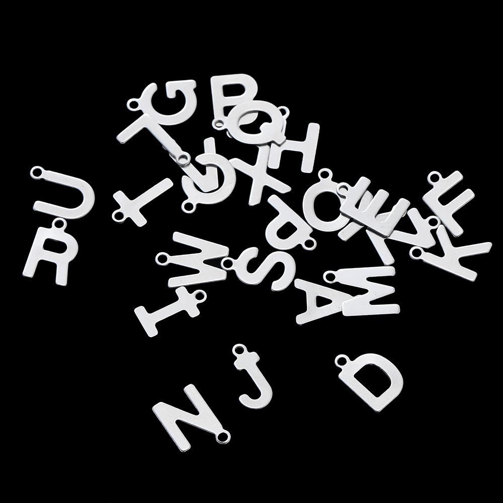 50Pcs/Lot A-Z 26 Letters Stainless Steel Pendants Alphabet Crafts for DIY Bracelets Earring Necklace Jewelry Making Supplies