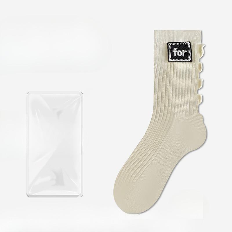 Damen Herbst und Winter Alles Build Holzohr Seitenstoffetikett Lange Röhre Rippstrick Socken