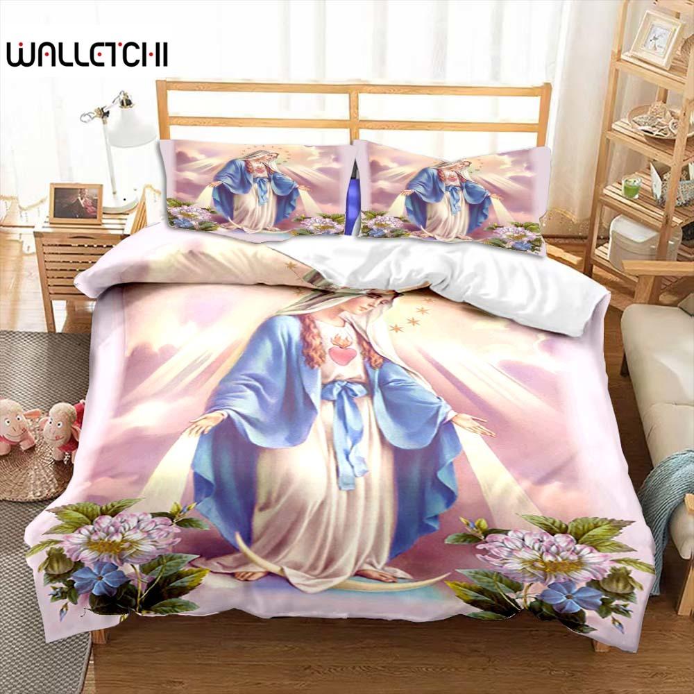 

Jesus Virgin Mary Theme Children Room Bedroom Bedding Set Comforter Cover Kids Bed Polyester Duvet Cover Set With Pillowcase EU single(135x200cm)