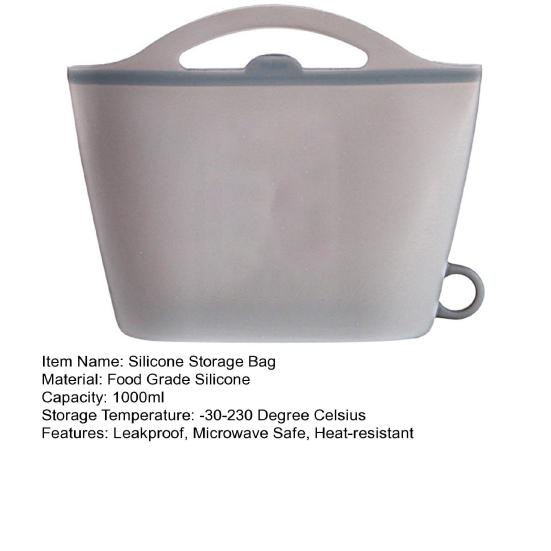 Sac de rangement en silicone de 1 L, bonne étanchéité, organisateur de conservation des aliments, pochette de rangement pour fruits au réfrigérateur, sac de désinfection à la vapeur pour micro-ondes, sac de chauffage des aliments