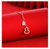 S925 Sterling Silver Gourd Necklace: Women's Chinese Style Red Agate Tassel Pendant Chain