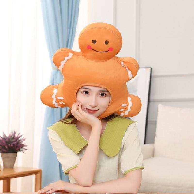 Großhandel Lebkuchenmann Plüsch Kopfbedeckung Hut Für Lustige Foto Requisiten Und Performance Kostüme