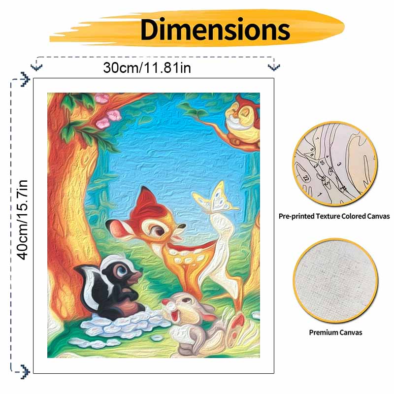 Disney Bambi and Friends Digital Oil Painting Art Painting Kit Manual Diy Painting for Home Decorations