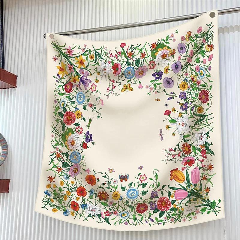 New Year Gift 90cm Large Square Scarf Scarf Women'S Scarves Spring And Autumn Style Fashion Shawl European American Twill Print