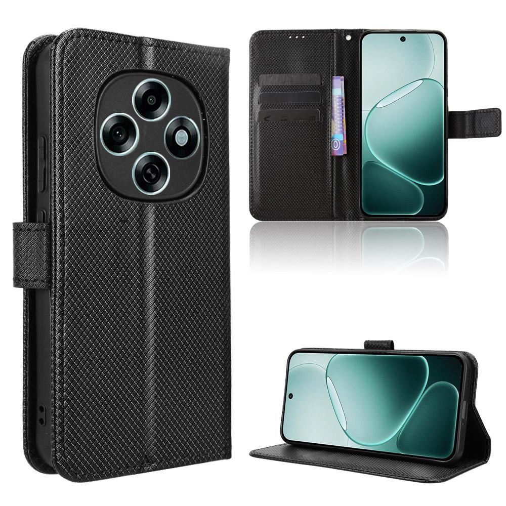 

For Oppo F31 Pro 5G Leather Wallet Case with Strap Diamond Texture Phone Cover