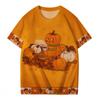 Womens Short Sleeve Round Neck T-Shirt With 3D Pumpkin Print Halloween Casual Wear