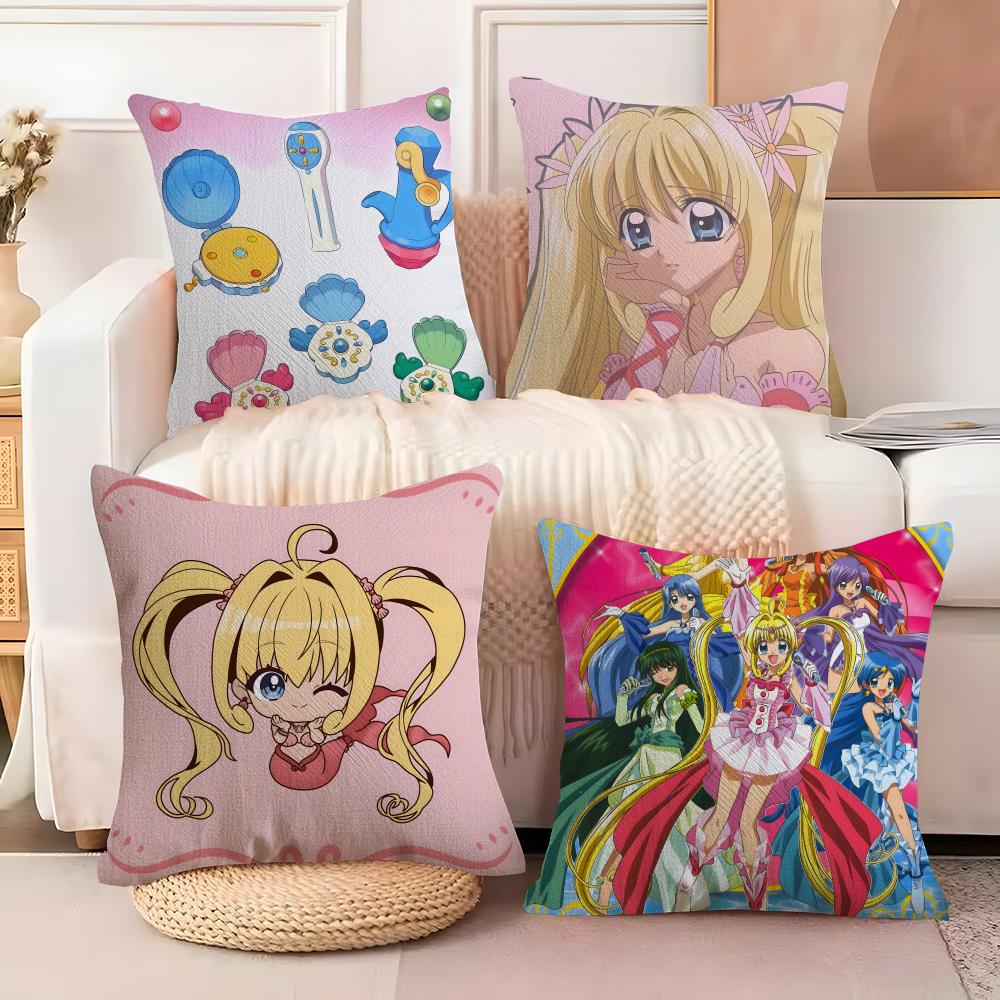 Comic Anime M-Mermaid Melody Pichi Pitch 5 Pillow Case Cotton Linen Fabric Square Zipper Pillowcase Home Decorative Living Room