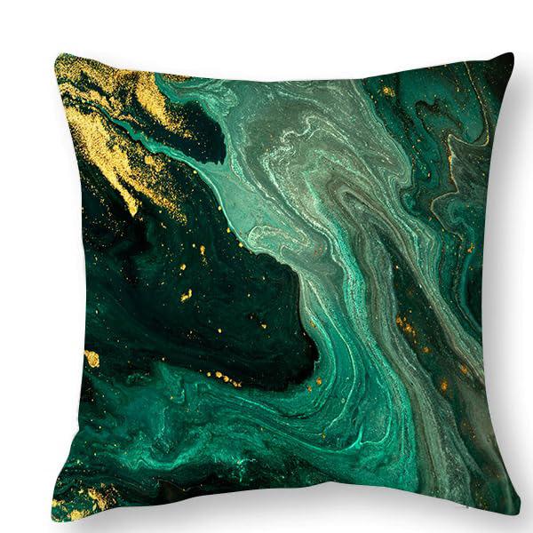 Home Decor Malachite & Gold Marbled Pattern Pillow Covers Pattern Cushion Cover Suitable For Sofa Bedroom Car Pillow Cover