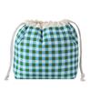 Plaid Pattern Drawstring Cosmetic Organizer Large Capacity Drawstring Storage Pouch  Travel Storage