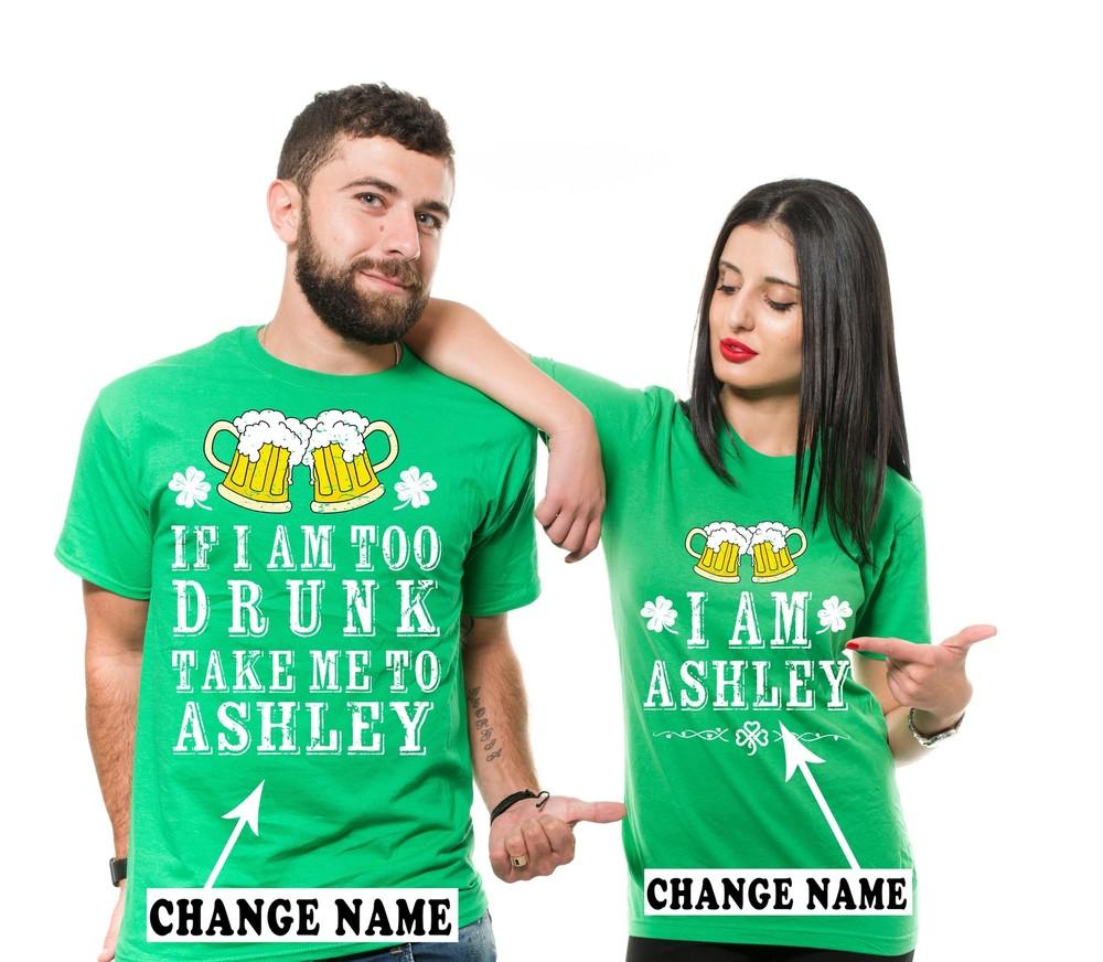 St Patrick s Day Couple Custom Shirts Irish Drunk Couple Matching Party Tees Unisex T-Shirt XXL