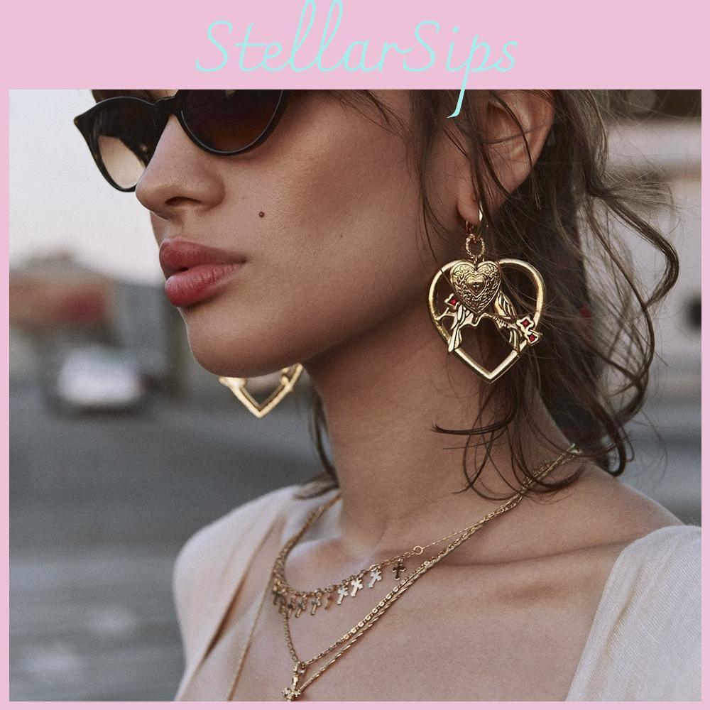 Bird Heart Exquisite Pendant Earrings With Rhinestones Great For Anniversaries