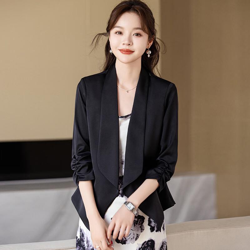 Teluoman Women's Seven-Quarter Sleeve Blazer Jacket