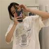 Women's Cotton Printed Crew Neck T-Shirt - Loose, Short Sleeve, Casual Summer Korean Style for Students and Couples