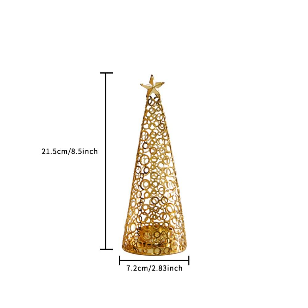Gold Christmas Tree Candle Holder Hollow Scented Candle Stand Tealight Candle Holder New Year