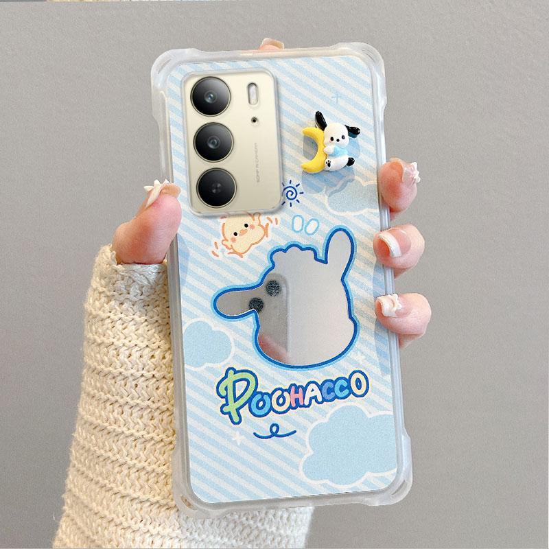 KEYSION Handyhülle mit Umhängeband für Realme C75 C75x Niedliche Cartoon-Lanyard-Spiegel-Stoßfeste Hülle für OPPO Realme C71