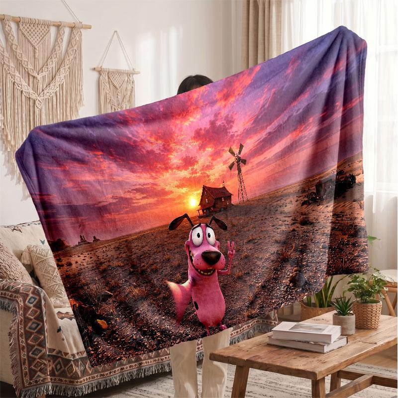 Warm Flannel BlanketCourage the Cowardly Dog Soft Cozy Throw Blanket for Bedroom Couch