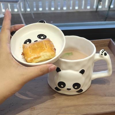 390ml Ceramic Mug Cartoon Panda Shape Large Capacity Ceramic Coffee Mug with Chinese Elements