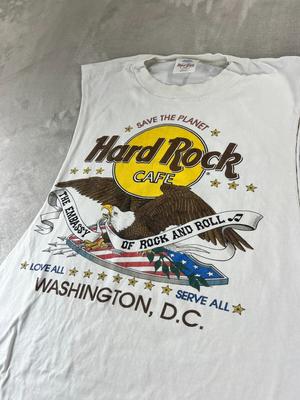 Vintage 90s Hard Rock Cafe Washington DC Tank Cutoff T Shirt Adult XL White Unisex T-Shirt
