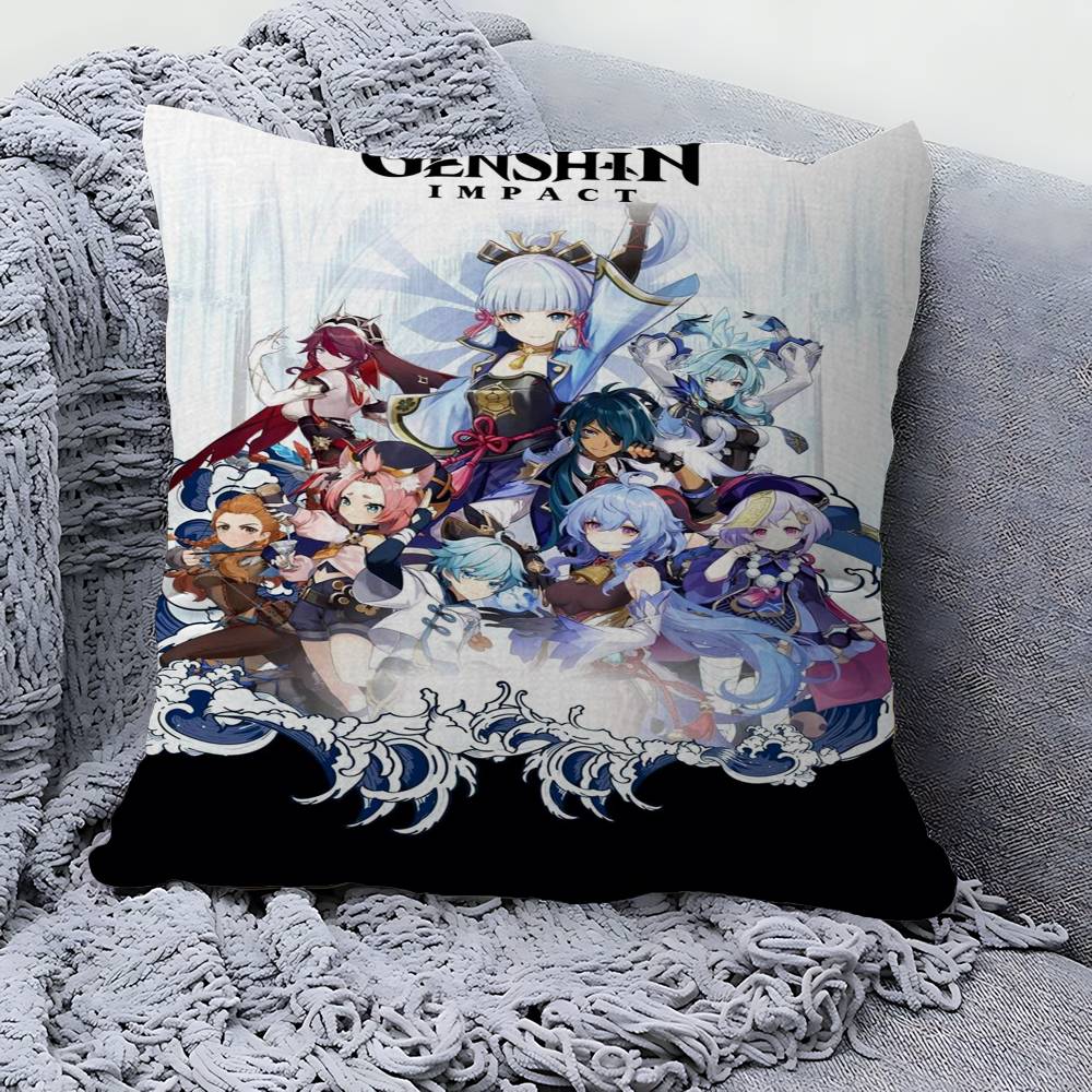 Genshin Impact Scroll Canvas Painting Pillow Anime Pillow Sofa Bed Head Pillow Cover Cushion Cover x cm Fashion