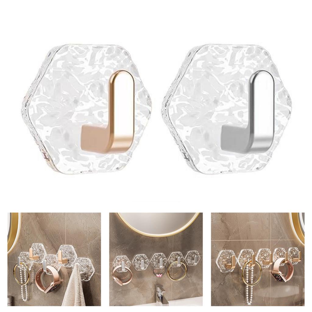 10 Pieces Adhesive Wall Hook Crystals Clear Without Nails Required Accessory for Towels Robes Kitchenwares Daily Use
