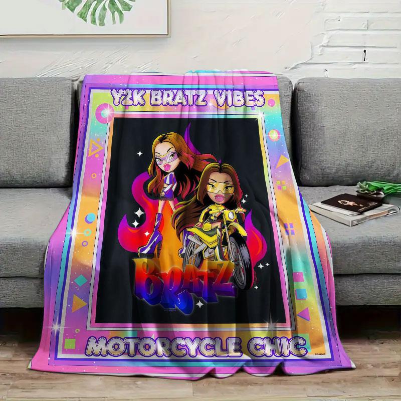 1Pc BRATZ Print Flannel Blanket, High Quality Comfortable for All Seasons, Warmth and Comfort, Perfect for Christmas Gifts