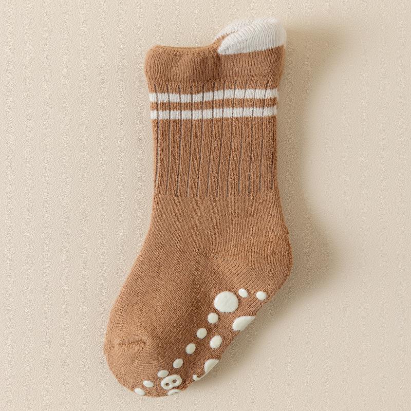 Extra Thick Warm Non-Slip Cotton Socks for Newborns & Toddlers - Terry Fleece Lined for Autumn/Winter