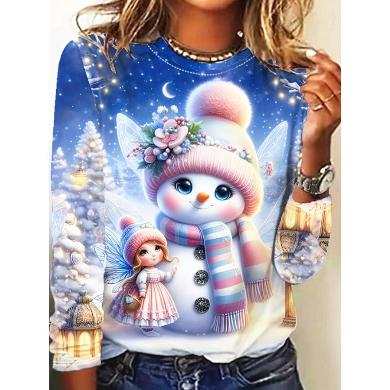 Women's Sunflower Print Long Sleeve Blouse - Casual & Office Wear Full-Body Sunflower Print Top, Soft Polyester Round Neck