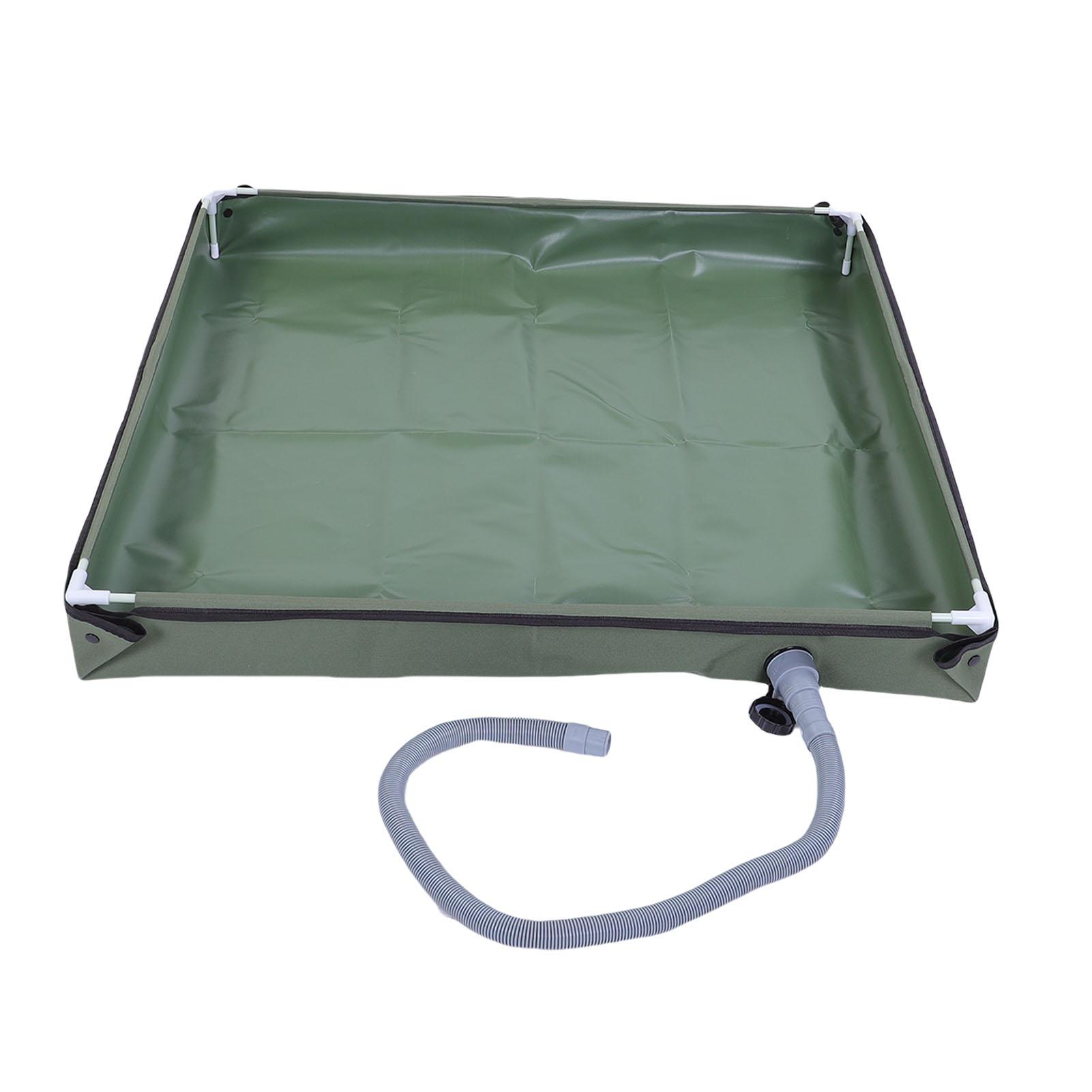 Tavă de duș portabilă Bază de duș pliabilă pentru podea cu țeavă de scurgere detașabilă pentru camping RV Outdoor Interior Verde Măsliniu 80x80x10cm / 31.5x31.5x3.9in gray